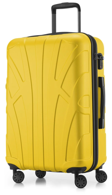 Suitline - Hardshell Suitcase Trolley Travel Luggage Hardcase with Extension, TSA, 66 cm, 58-68 litres, 100% ABS mat, Yellow