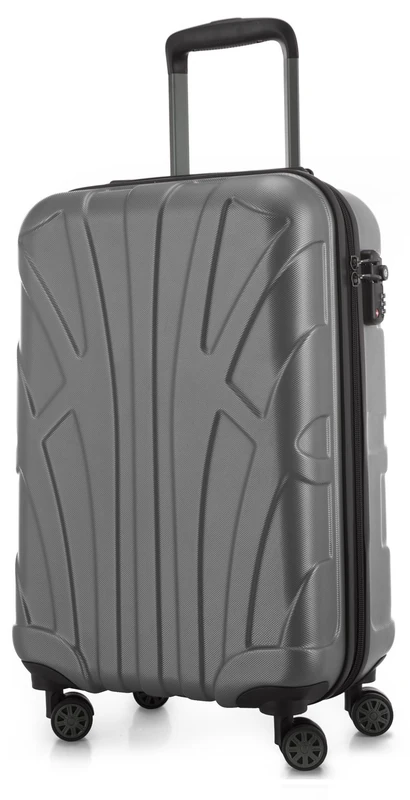 Suitline - Hand Luggage, Carry on Cabin Trolley, Hardshell Suitcase, 100% ABS, 55 cm, 34 liters, Silver