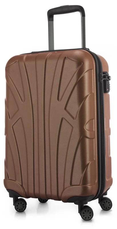 Suitline - Hand Luggage, Carry on Cabin Trolley, Hardshell Suitcase, 100% ABS, 55 cm, 34 liters, Brown
