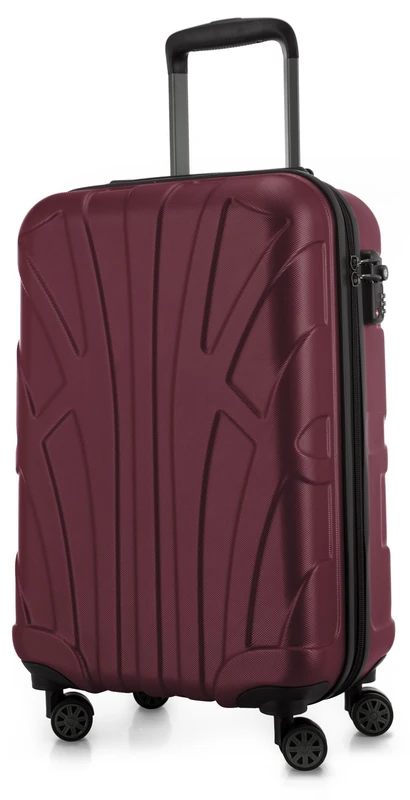 Suitline - Hand Luggage, Carry on Cabin Trolley, Hardshell Suitcase, 100% ABS, 55 cm, 34 liters, Burgundy