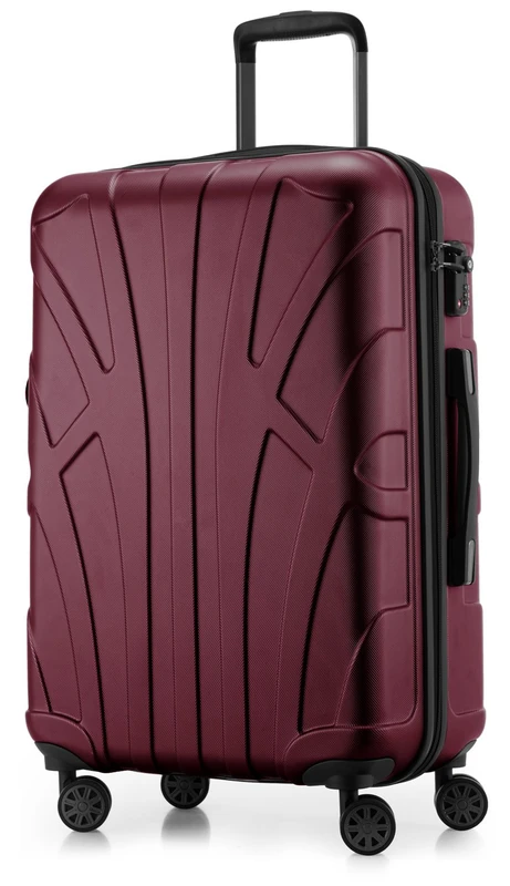 Suitline - Hardshell Suitcase Trolley Travel Luggage Hardcase with Extension, TSA, 66 cm, 58-68 litres, 100% ABS mat, Burgundy