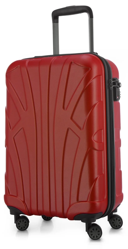 Suitline - Hand Luggage, Carry on Cabin Trolley, Hardshell Suitcase, 100% ABS, 55 cm, 34 liters, Red