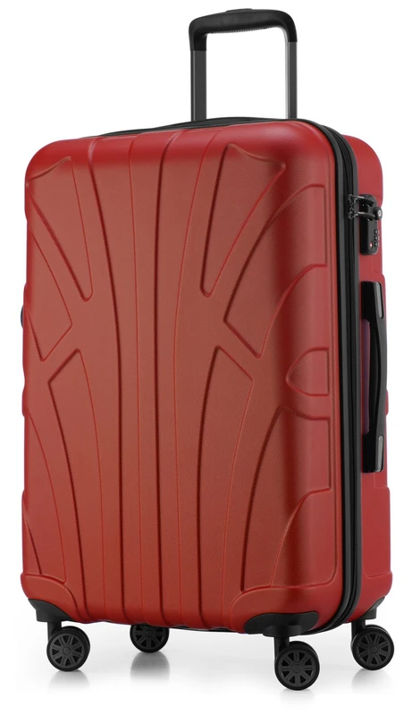 Suitline - Hardshell Suitcase Trolley Travel Luggage Hardcase with Extension, TSA, 66 cm, 58-68 litres, 100% ABS mat, Red