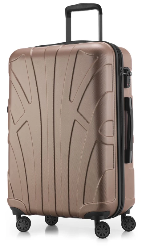 SUITLINE - Hardshell Suitcase, Travel Luggage, TSA, 66 cm, Approx. 58 liters, 100% ABS mat, Gold
