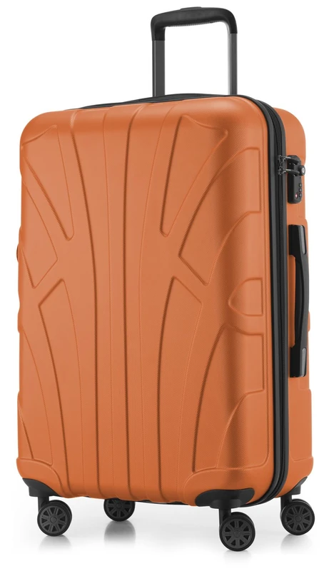 Suitline - Hardshell Suitcase Trolley Travel Luggage Hardcase with Extension, TSA, 66 cm, 58-68 litres, 100% ABS mat, Orange
