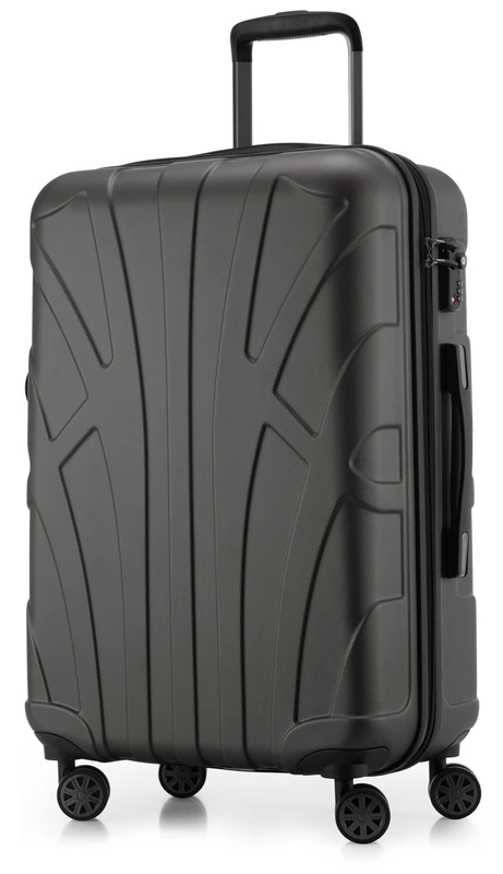 Suitline Medium Suitcase 66 x 44 x 27 cm ABS Hard Shell Expandable (58-68 L) with TSA Lock 4 Double Wheels Telescopic Handle Lightweight Travel Suitcase, Graphite