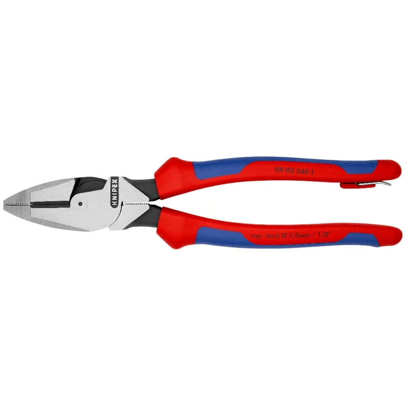 Knipex Lineman's Pliers with tether attachment point American style black atramentized, with multi-component grips, with integrated tether attachment point for a tool tether 240 mm 09 02 240 T
