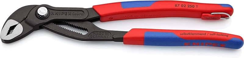 KNIPEX Cobra High-Tech Water Pump Pliers with Multi-Component Grips, with Integrated Tether Attachment Point for A, 87 02 250 T