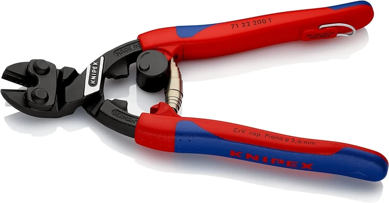 KNIPEX Cobolt Compact Bolt Cutter with Slim Multi-Component Grips, with Integrated Tether Attachment Point for a Tool, 71 22 200 T