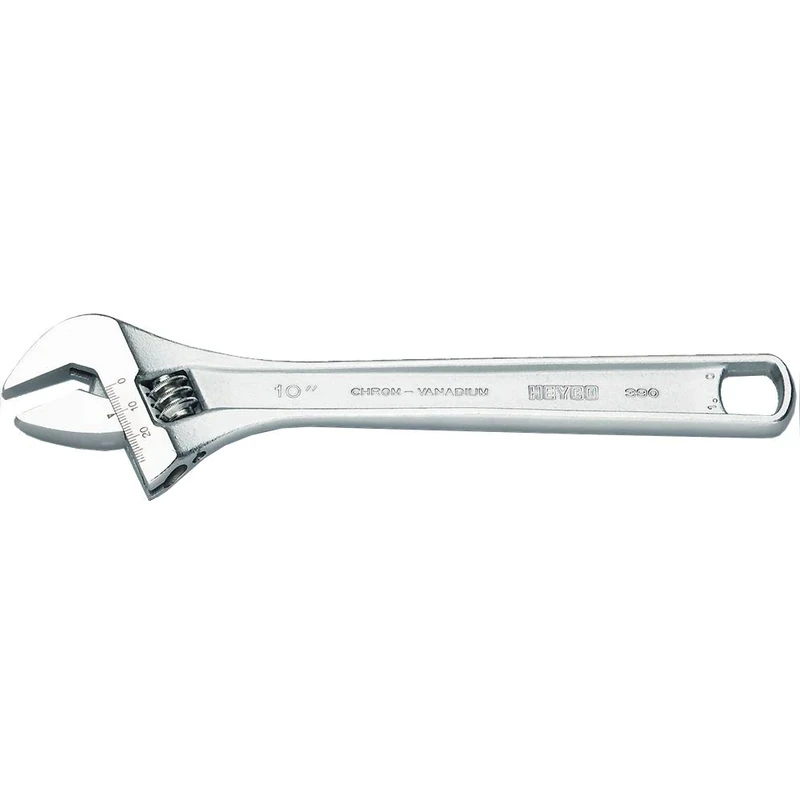 Heyco 390001082 "390" Adjustable Wrench, Silver, 255 mm
