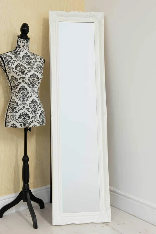 Mirror Large White Ornate Antique Design Dress Cheval 5Ft6 X 1Ft6 167cm X 45cm
