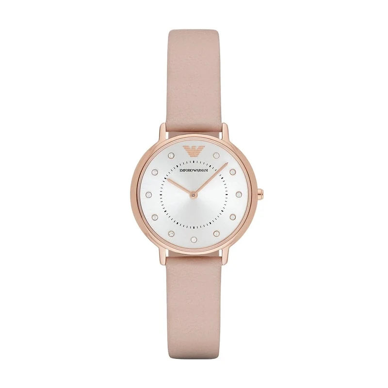 Emporio Armani Kappa Womens Quartz Watch with Silver Dial and Beige Leather Strap AR2510 - Image 1