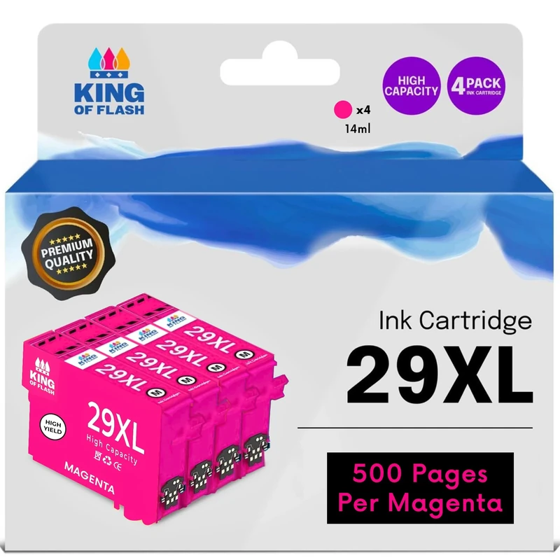 KING OF FLASH Compatible 29XL Ink Cartridges For Epson Expression Home XP-235, XP-245, XP-332, XP-335, XP-342, XP-432, XP-435, XP-442, XP-445, XP-247, XP-345, XP455 (4 Magenta)