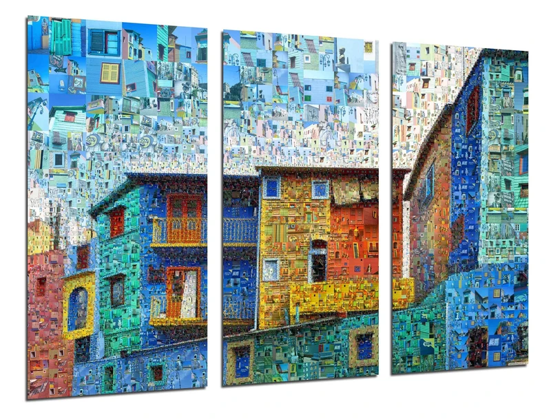 Multi Wood Printings Art Print Box Framed Picture Wall Hanging - Goods Aires, Argentina, (Total Size: 38,2" x 24,4") - Framed and Ready to Hang - ref. 26371 - Image 1
