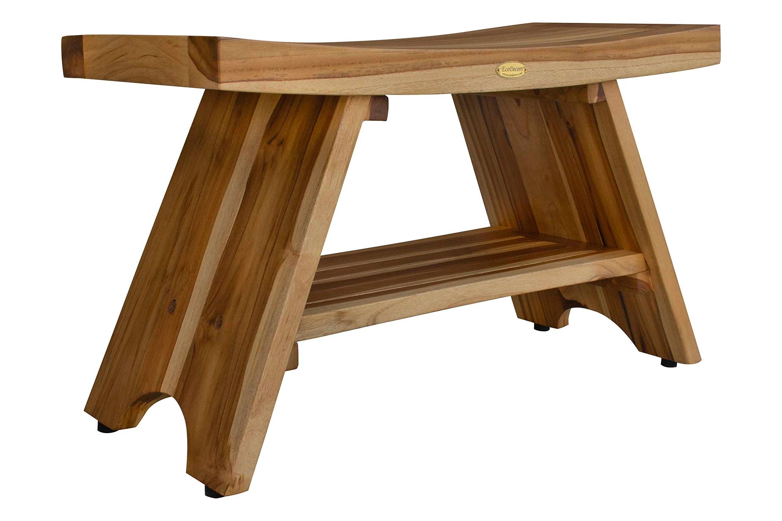 EcoDecors Shower Bench, Teak, Natural, 29Lx12Wx18.5T