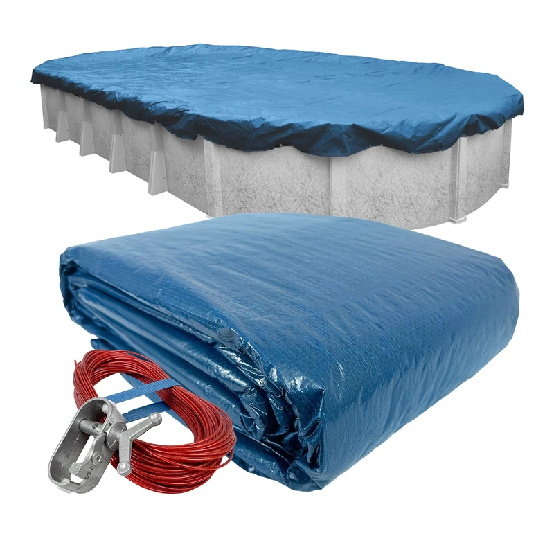 Pool Mate 351221-4PM Heavy-Duty Blue Winter Pool Cover for Oval Above Ground Swimming Pools, 12 x 21-ft. Oval Pool