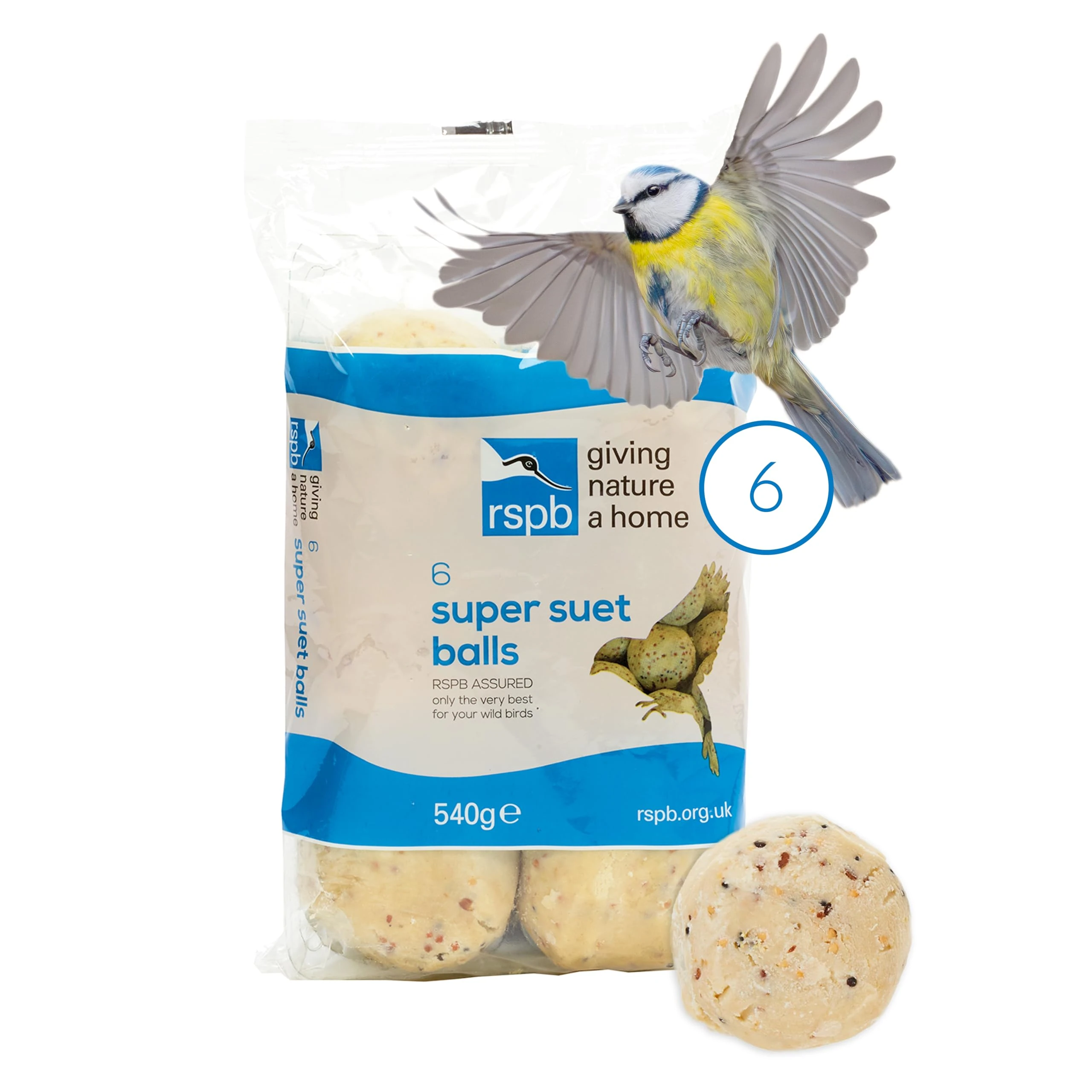 RSPB - Fat Balls for Birds, High Energy Suet Balls, Made in the UK, Delicious and Nutritious Bird Food, Suitable for Year-Round Feeding (6 Pack)