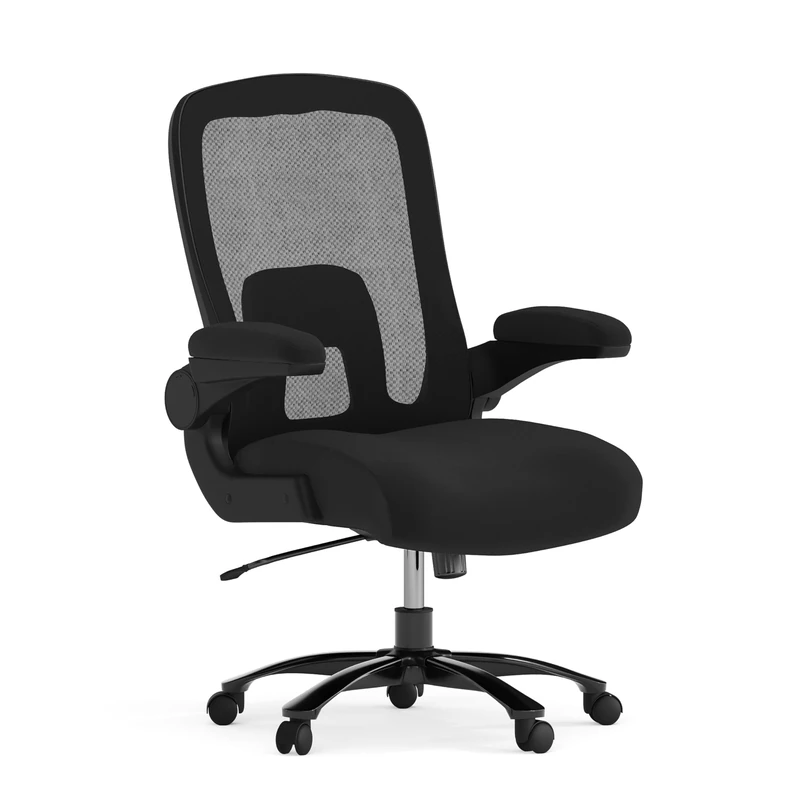 Flash Furniture Big & Tall Office Chair | Black Mesh Executive Swivel Office Chair with Lumbar and Back Support and Wheels