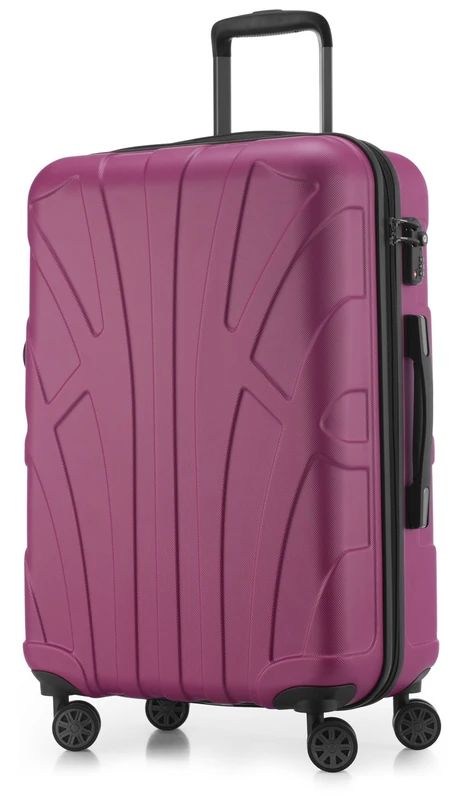 Suitline - Hardshell Suitcase Trolley Travel Luggage Hardcase with Extension, TSA, 66 cm, 58-68 litres, 100% ABS mat, Pink