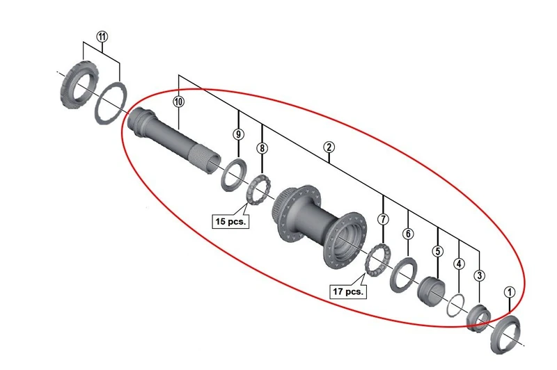 Shimano Eje Buje Completo Front - HB-M8010 Bike Hub