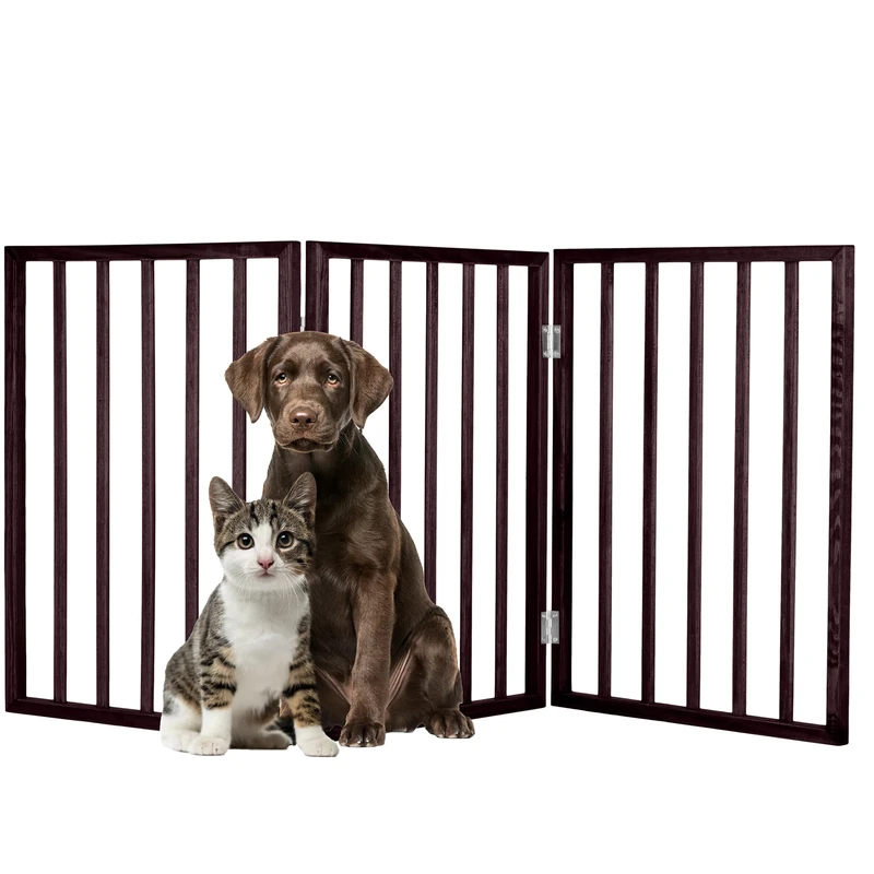Petmaker 80-62875-B Freestanding Wooden Pet Gate - Dark Brown