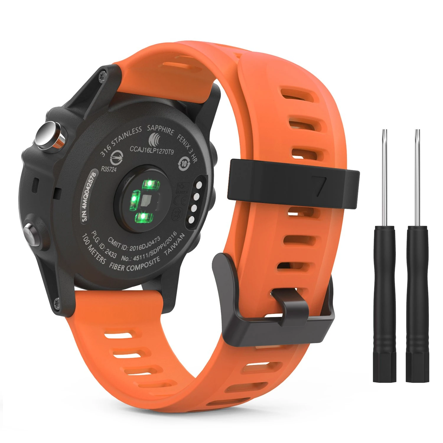 MoKo Silicone Sports Watch Strap for Garmin Fenix 3/3 HR/5X/5X Plus/D2 Delta PX/Tactix Bravo/Descent Mk1/Quatix 3, Orange, 21 cm, 145 mm - 210 mm (5.70 - 8.26 inches) Wrist