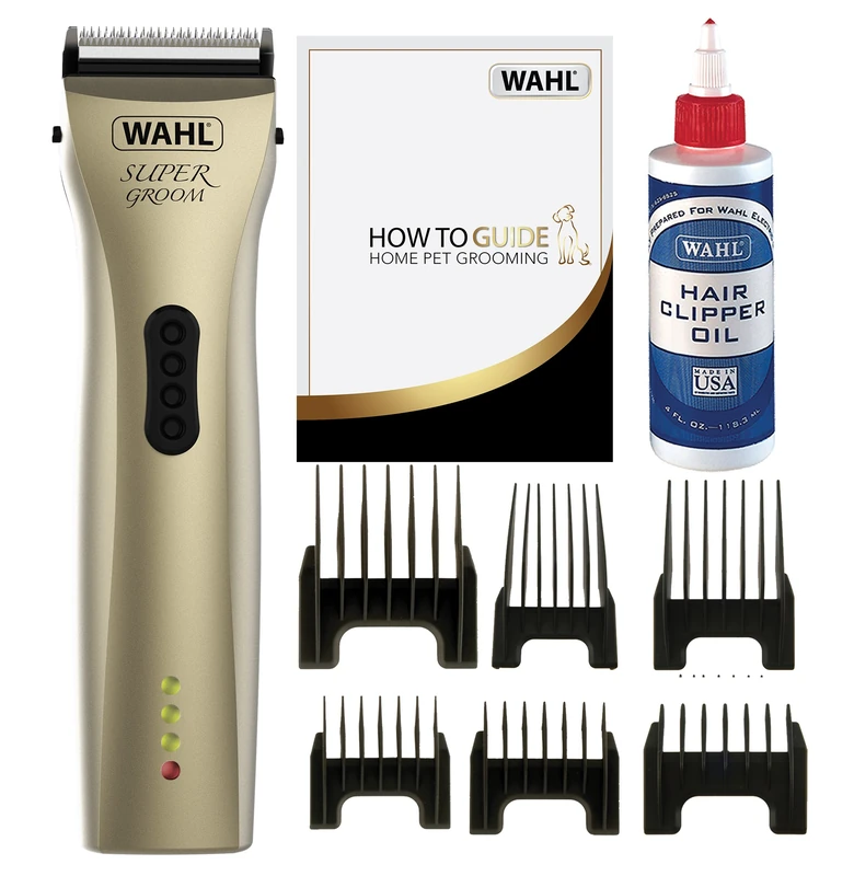 Wahl Super Groom Cord/Cordless Pet Clipper Kit – High‑Performance Low‑Vibration Dog Grooming Clipper with 100‑Min Run Time, Snap‑On Precision Blade (0.7–3 mm), Suitable for All Coat Types