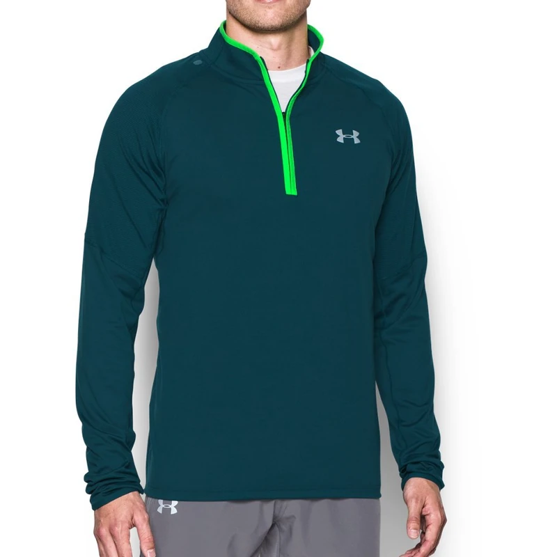 Under Armour No Breaks men's running shirt, Threadborne Run, 1/4 zip, long-sleeved, Men, No Breaks Threadborne Run 1/4 Zip, Blue, L - Image 1