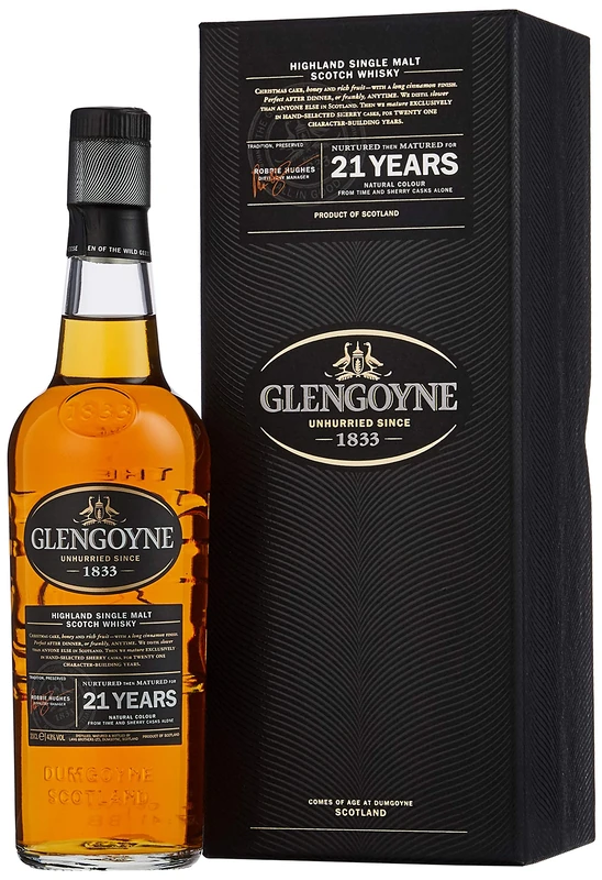 Glengoyne 21 Year Old | Highland Single Malt Scotch Whisky | 20cl 43% ABV | Award-Winning Whisky Distilled Slowly and Matured in Sherry Casks for Fruity Flavour | Ideal for Gifting