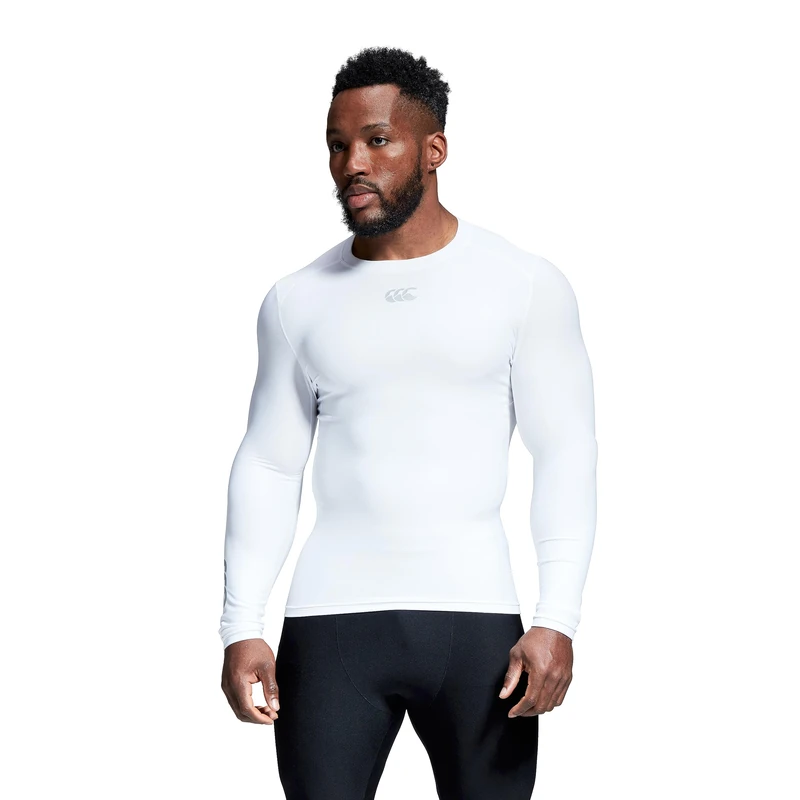 Canterbury Men's Thermoreg Long Sleeve Top | Compression Shirt | Base Layer Top with Heat Retention & Thermal Regulation, White, 4XL