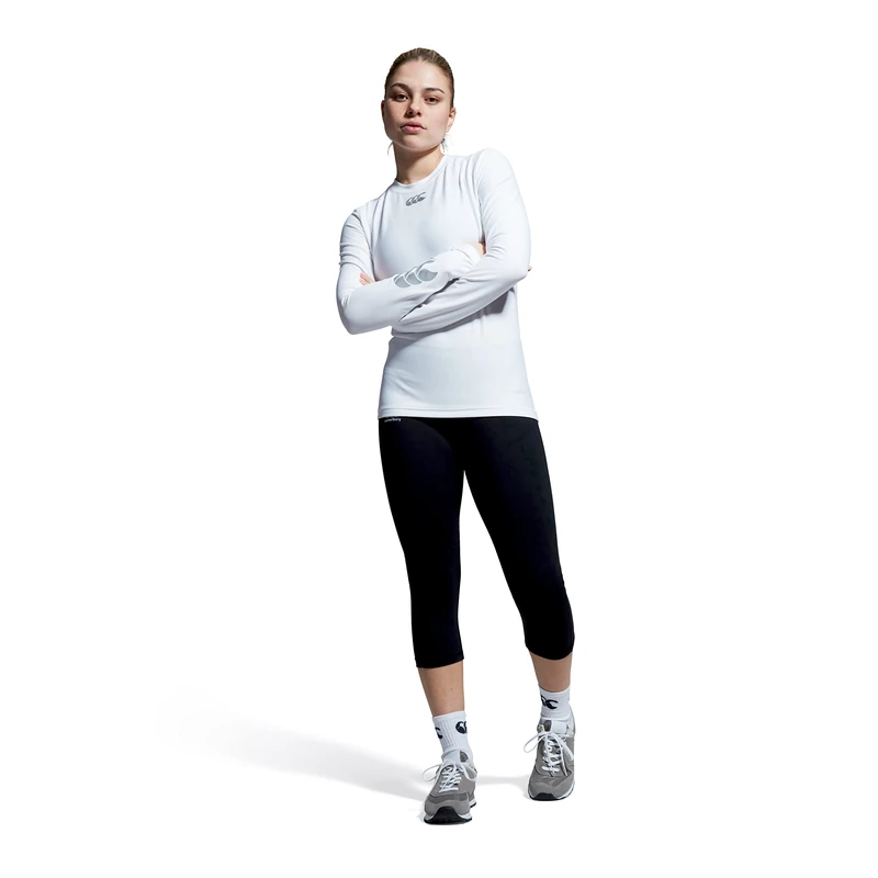 Canterbury Women's Thermoreg Long Sleeve Top | Compression Shirt | Base Layer Top with Heat Retention & Thermal Regulation, White, L