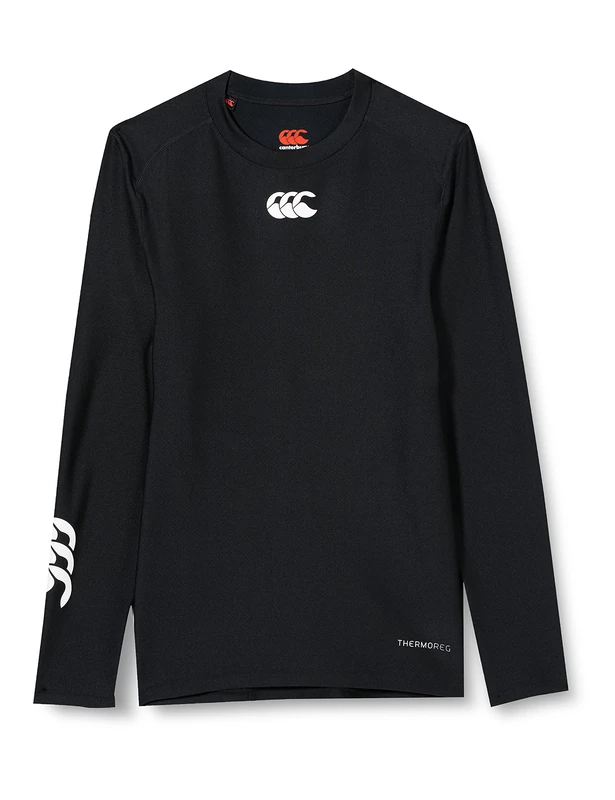 Canterbury Men's Thermoreg Long Sleeve Top | Compression Shirt | Base Layer Top with Heat Retention & Thermal Regulation Top, Black, XL
