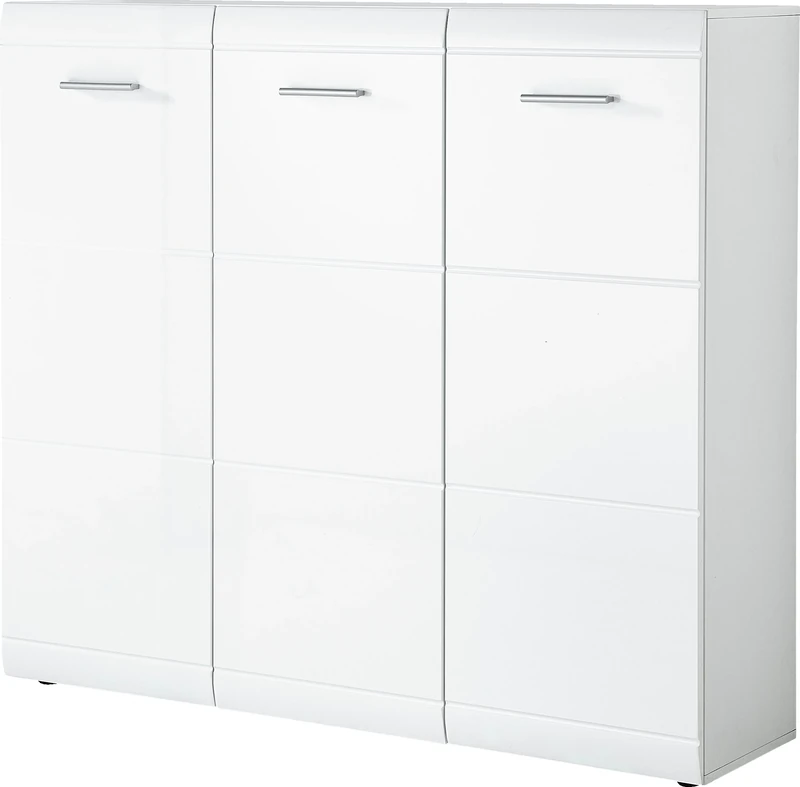 Germania Shoe cabinet 3523-84 GW-Adana, in White, Fronts high gloss with groove milling, space for up to 36 pairs of shoes, 134 x 120 x 36 cm (WxHxD)