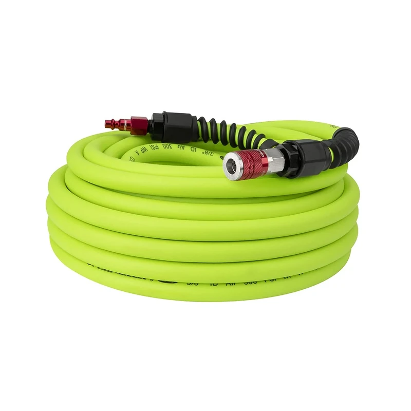 Flexzilla Pro Air Hose with ColorConnex Industrial Type D Coupler and Plug, 3/8 in. x 50 ft. - HFZP3850YW2-D