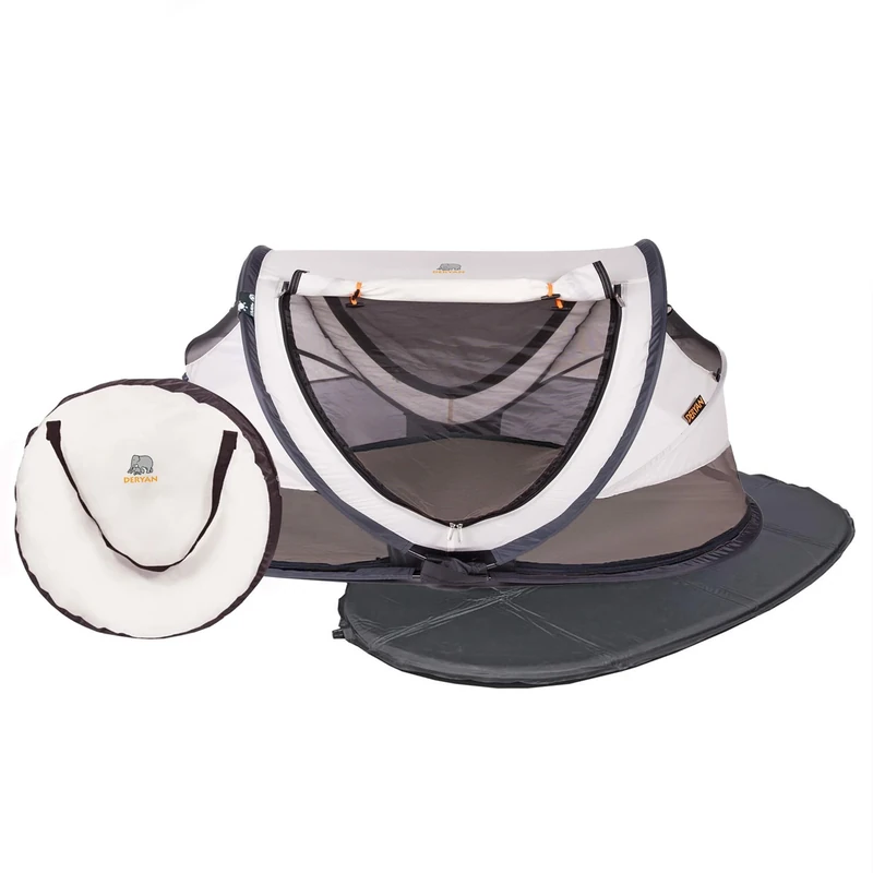 Deryan dy001l travel cot / travel cot Peuter travel tent including tent + self-inflating mattress + cotton cover with zipper pop-up built up within 2 seconds, cream