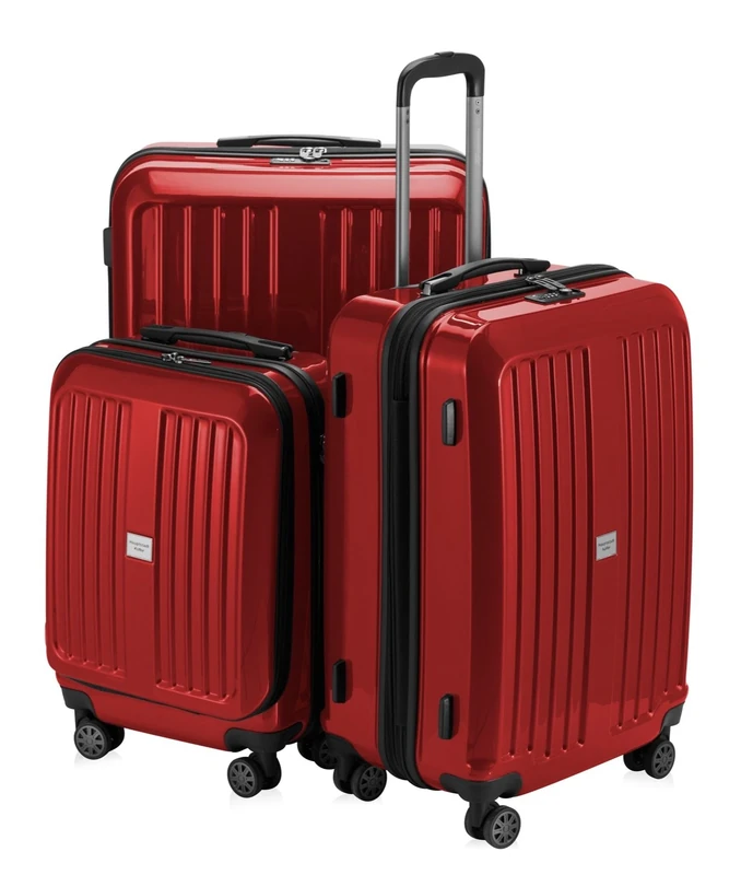 HAUPTSTADTKOFFER - X-Berg - Set of 3 Hard-Side Luggages Trolley Hardside Suitcase Expandable, TSA, (S, M & L), 258 Liter, Red