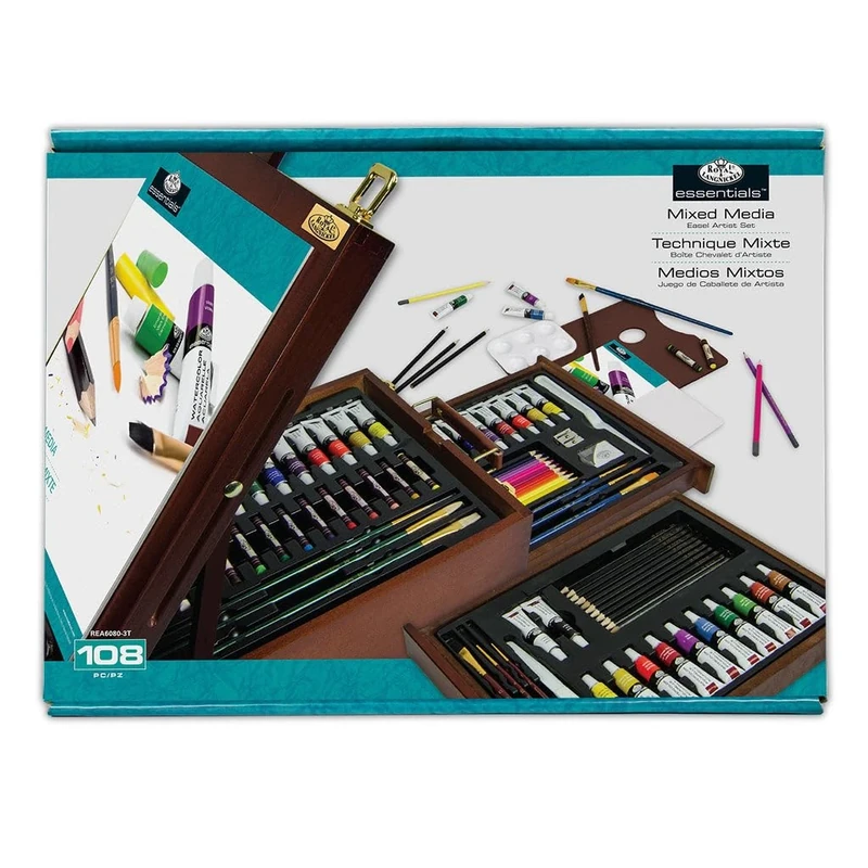 Royal & Langnickel R&L 102-Piece Mixed Media Dark Easel Set