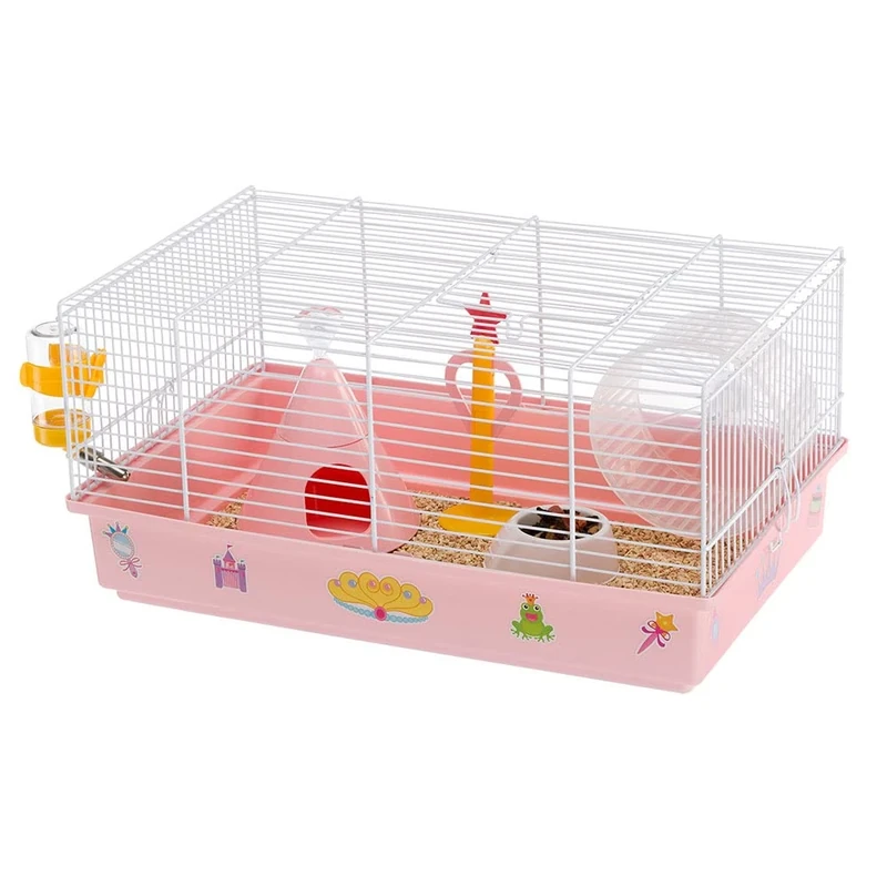 Ferplast CRICETI 9 Themed Hamster Cage - Princess Design for Kids - Fully Equipped, Comfortable Interactive Habitat, Exercise Wheel & Themed Accessories Included - Easy Clean, 46x29,5xh23cm