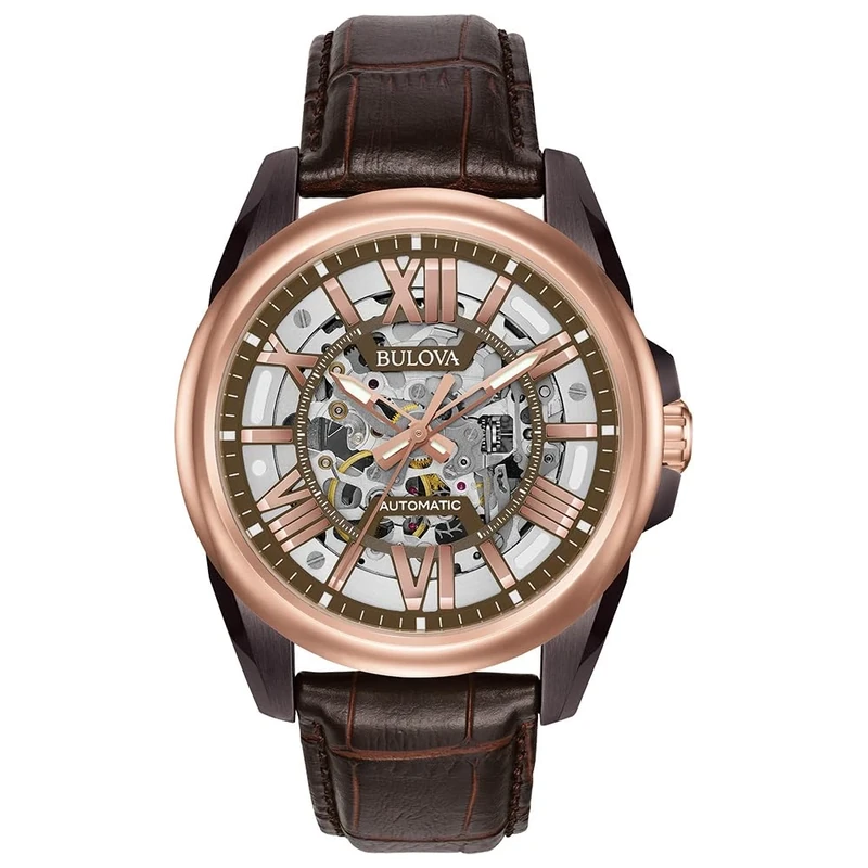 Bulova Men's Analogue Classic Automatic Watch with Leather Strap 96A187