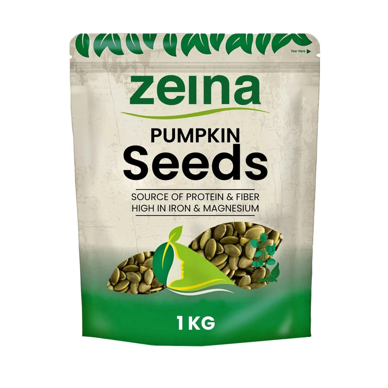 Zeina Pumpkin Seeds (1Kg) - Ready to Eat Naturally Gluten Free and Vegan Approved Raw Pumpkin Seed Kernels with Protein, Fibre, and Minerals