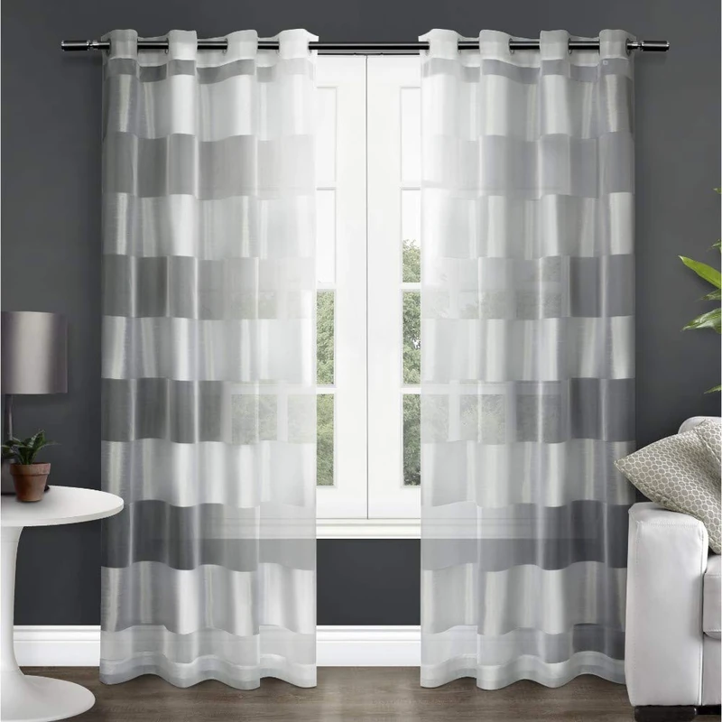 Exclusive Home Curtains Navaro Sheer Grommet Top Panel Pair, Winter White, 54x108, 2 Piece