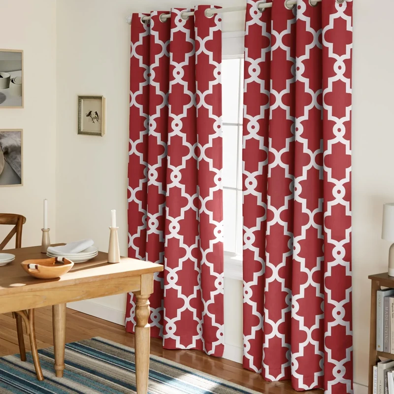 Exclusive Home Curtains Ironwork Woven Blackout Grommet Top Panel Pair, Burgundy, 52x96, 2 Piece
