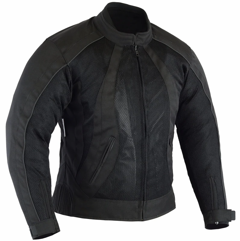 Bikers Gear Australia New Ladies Chicane Lightweight Summer Air Flow Mesh Vented Motorcycle Jacket with CE 1621-1 Removable Armour Waterproof Liner Cordura, Black 2XL