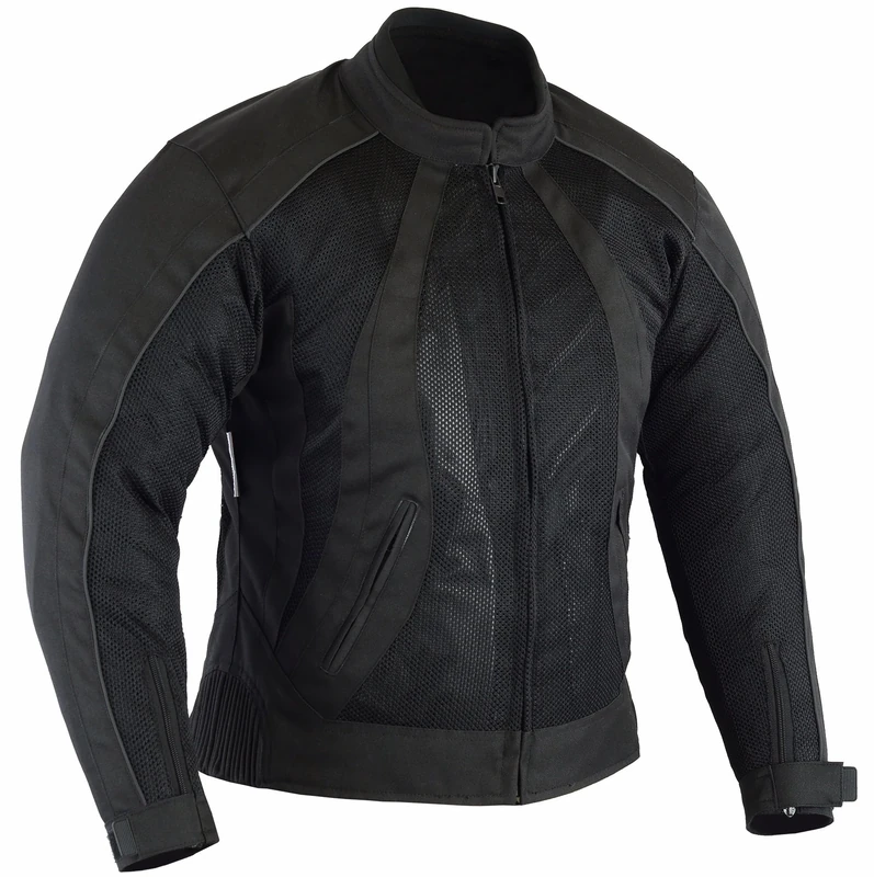 Bikers Gear Australia New Ladies Chicane Lightweight Summer Air Flow Mesh Vented Motorcycle Jacket with CE 1621-1 Removable Armour Waterproof Liner Cordura, Black UK 26 6XL
