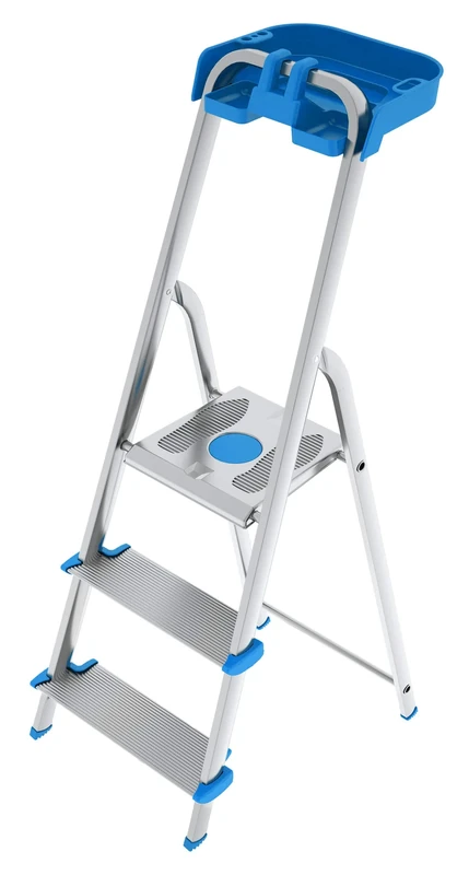 Colombo New Scal Atlantica 3 Aluminium Step Ladder Stool, Blue - Step Ladder, 131 cm, 150 kg, 3.8 kg, 125 mm, 44 cm, 0.072 cm³)