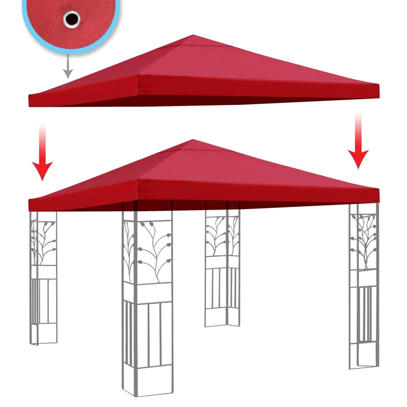 BenefitUSA Replacement Gazebo Canopy Top Patio Pavilion Cover Sunshade Polyester Single Tier, Burgundy