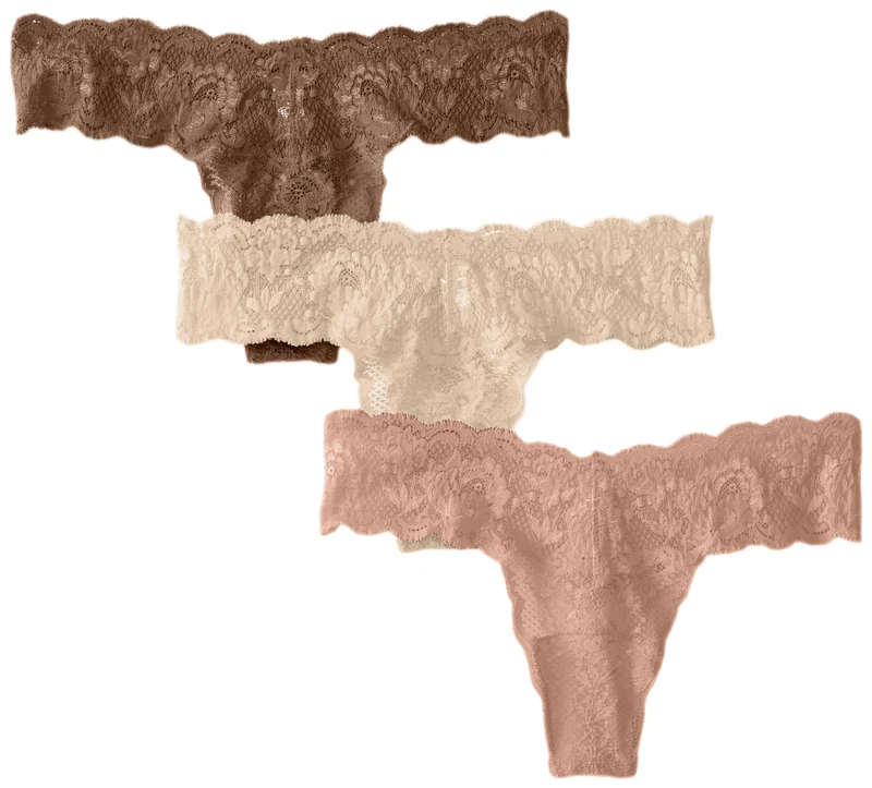 Cosabella Women's Say Never Cutie Low Rise Thong 3 Pack Underwear, Caramelo/Mandorla/Pinolo, One Size (Pack of 3)