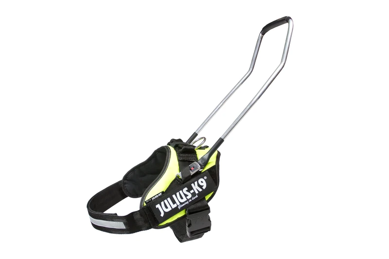 Julius-K9 IDC Guide Dog Harness with Aluminium Handle (16 cm x 45 cm), Size: 3, Neon