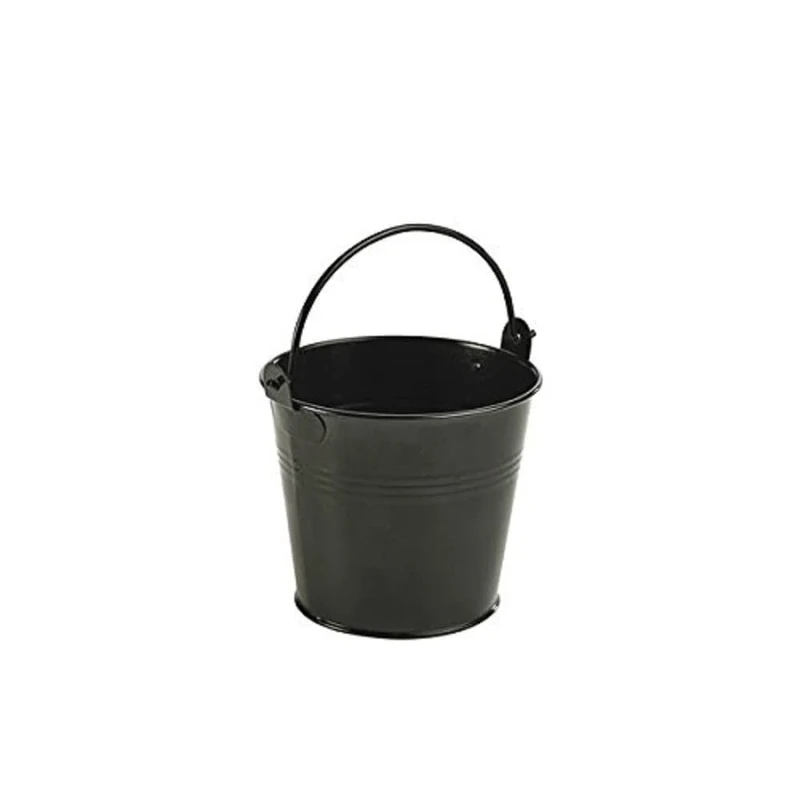 Genware NEV-GSB10BK Galvanised Steel Serving Bucket, 10 cm, Black