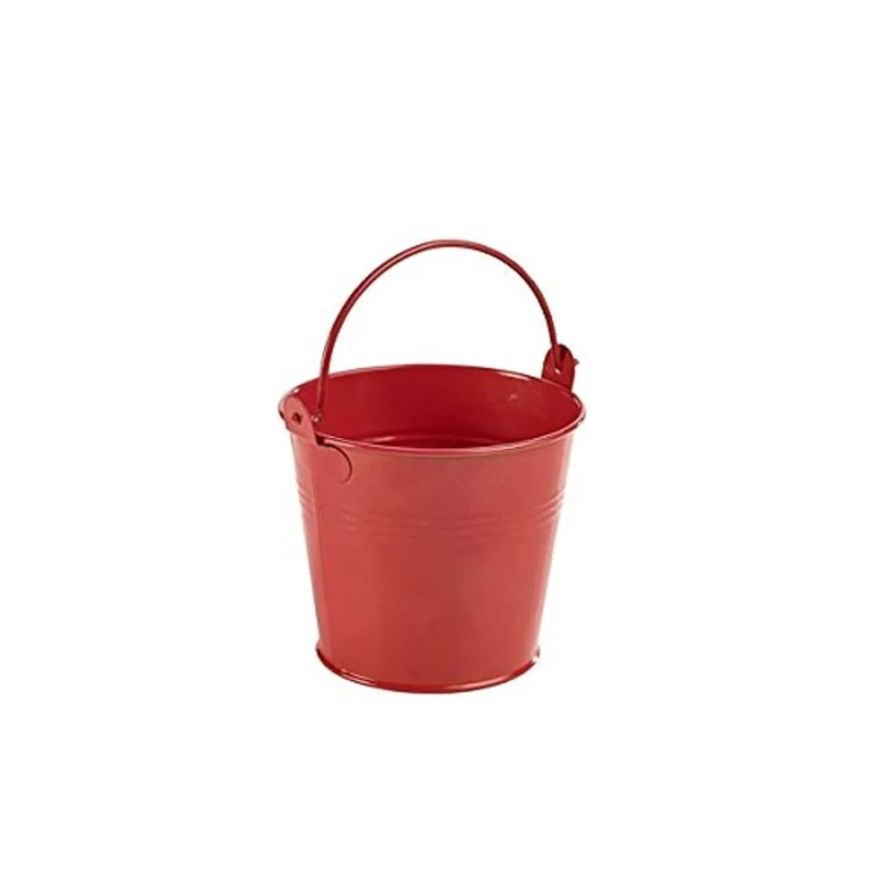 Genware NEV-GSB10R Galvanised Steel Serving Bucket, 10 cm, Red